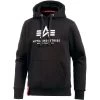 Alpha Industries Basic Hoody Herren Pullover Schwarz Weiß 178312/03 -Sportbekleidung Alpha Industries Basic Hoody Herren Pullover schwar
