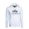 Alpha Industries Basic Hoody Herren Pullover Weiß Schwarz 178312 09 -Sportbekleidung Alpha Industries Basic Hoody Herren Pullover weiss