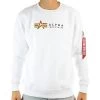 Alpha Industries Label Sweater Herren Weiß 118312 09 -Sportbekleidung Alpha Industries Label Sweater Herren weiss 118312 09 14120