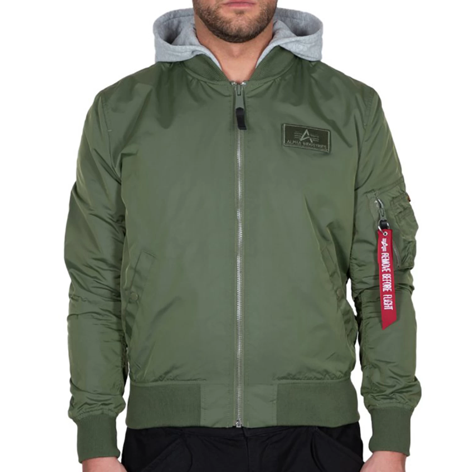 Alpha Industries MA-1 TT Hood Back Print Reflective Bomberjacke Green 106103/01 3 Alpha Industries MA-1 TT Hood Back Print Reflective Bomberjacke Green 106103/01