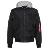 Alpha Industries MA-1 TT Hood Back Print Reflective Bomberjacke Schwarz Grau -Sportbekleidung Alpha Industries MA 1 TT Hood Bomberjacke schwarz grau 196108 03 14347