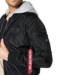 Alpha Industries MA-1 TT Hood Back Print Reflective Bomberjacke Schwarz Grau -Sportbekleidung Alpha Industries MA 1 TT Hood Bomberjacke schwarz grau 196108 03 14347 2