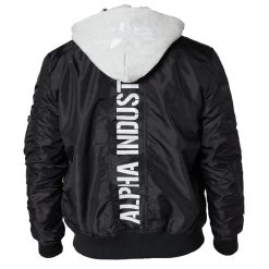 Alpha Industries MA-1 TT Hood Back Print Reflective Bomberjacke Schwarz Grau -Sportbekleidung Alpha Industries MA 1 TT Hood Bomberjacke schwarz grau 196108 03 14347 4