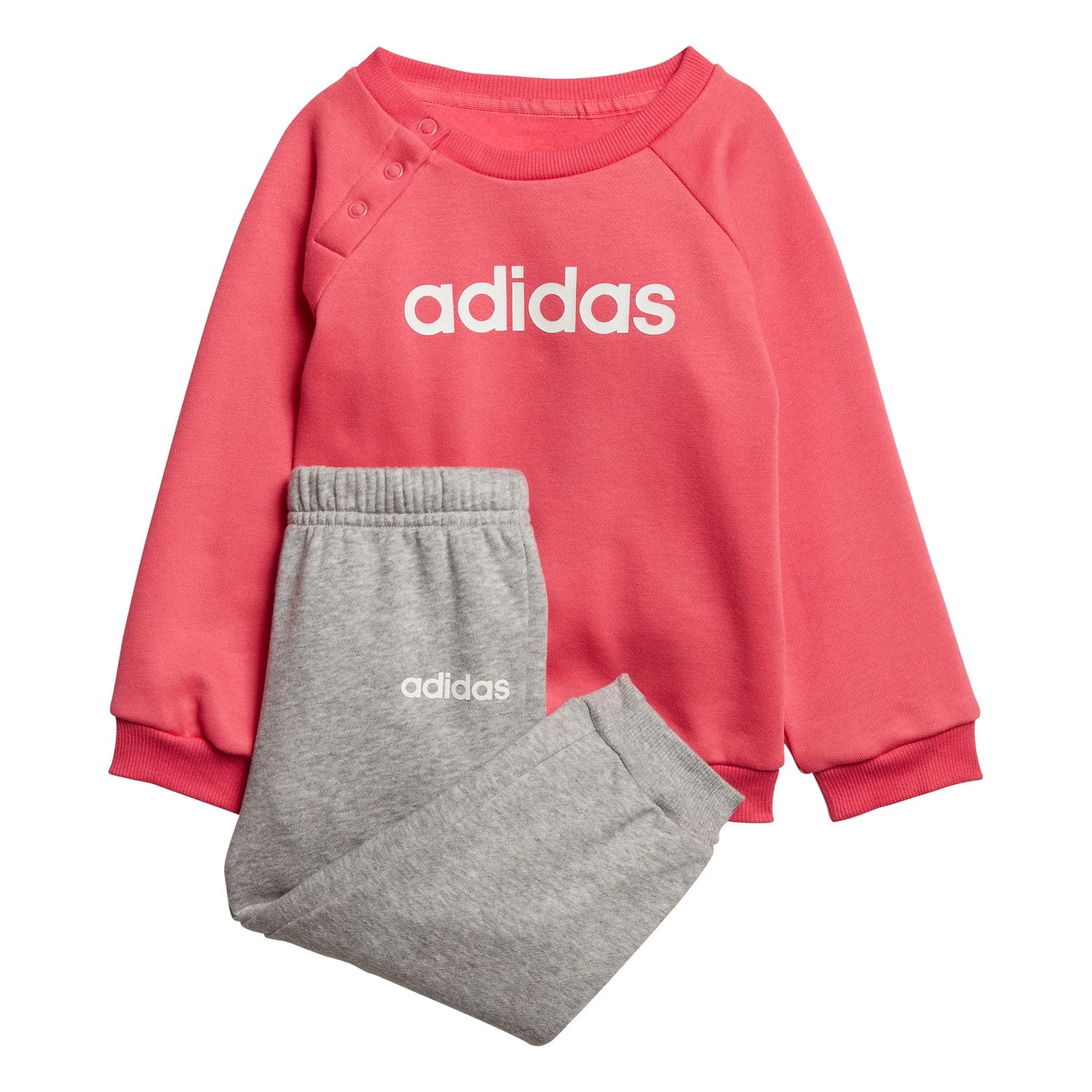 Adidas Linear Jogger Fleece Kleinkind Jogginganzug Pink Grau EI7962 3 Adidas Linear Jogger Fleece Kleinkind Jogginganzug Pink Grau EI7962